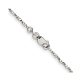925 White Gold 1.6 mm Polished Chain Necklace, Solid alternate angle