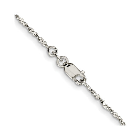 925 White Gold 1.6 mm Polished Chain Necklace, Solid alternate angle
