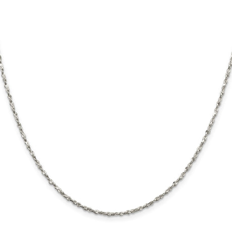 925 White Gold 1.8 mm Polished Chain Necklace, Solid