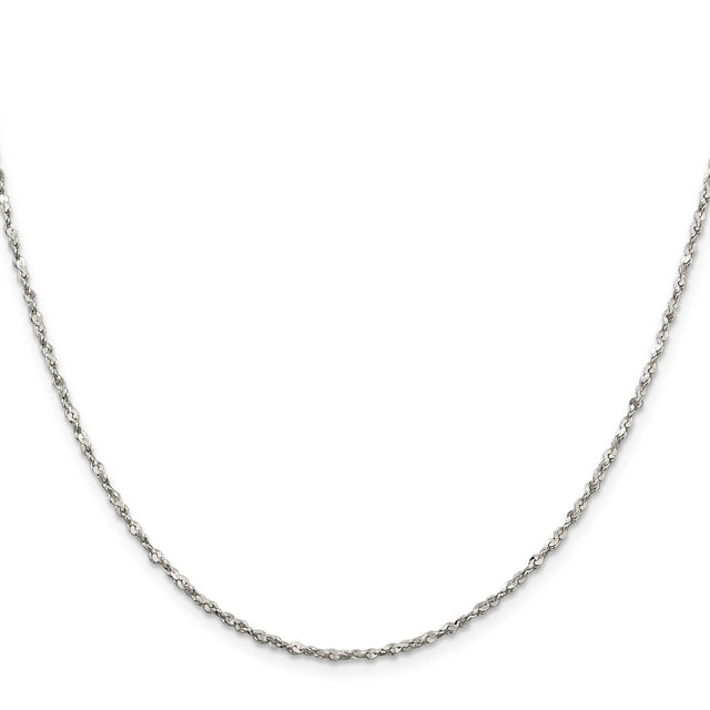 925 White Gold 1.8 mm Polished Chain Necklace, Solid