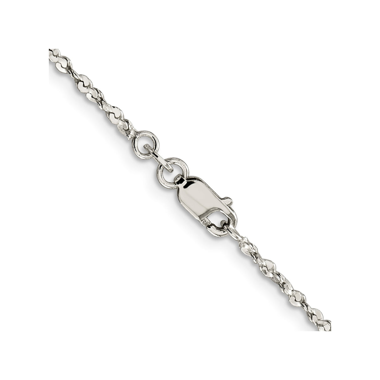 925 White Gold 1.8 mm Polished Chain Necklace, Solid alternate angle