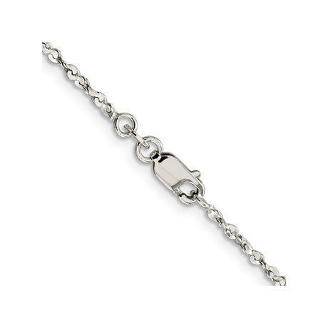 925 White Gold 1.8 mm Polished Chain Necklace, Solid alternate angle