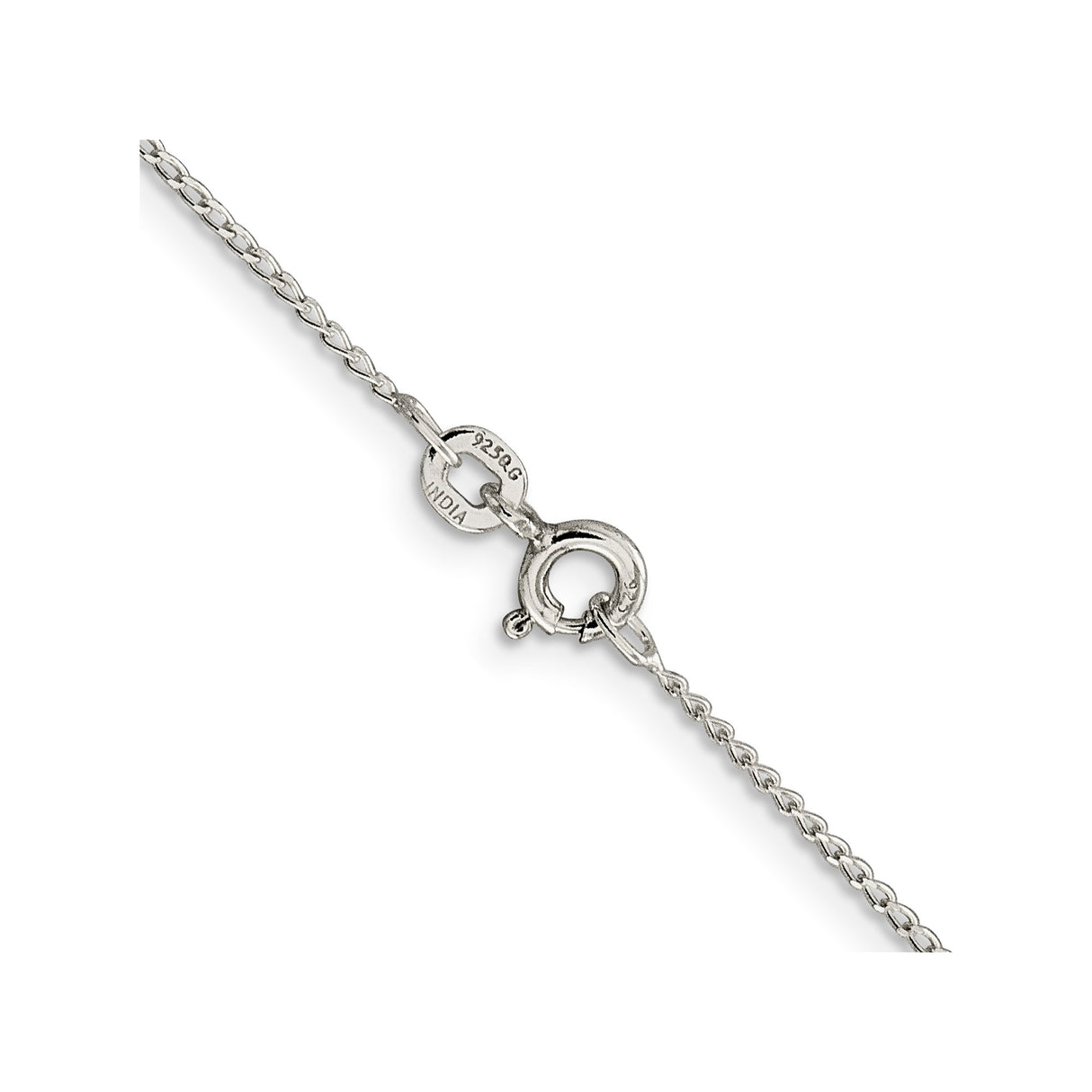 925 White Gold 1 mm Curb Chain Necklace, Polished alternate angle