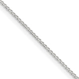 925 White Gold 1 mm Curb Chain Necklace, Polished detail view
