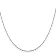 925 White Gold 1.4 mm Polished Chain Necklace, Solid