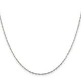 925 White Gold 1.4 mm Polished Chain Necklace, Solid