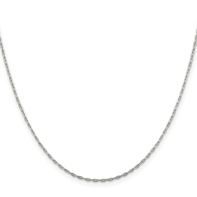 925 White Gold 1.4 mm Polished Chain Necklace, Solid