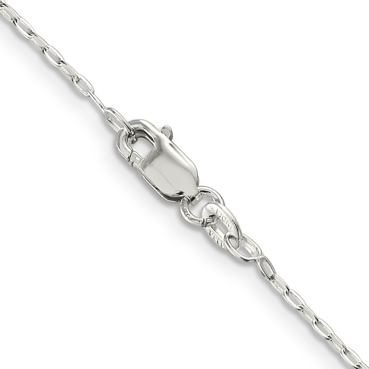 925 White Gold 1.4 mm Polished Chain Necklace, Solid alternate angle