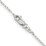 925 White Gold 1.4 mm Polished Chain Necklace, Solid alternate angle