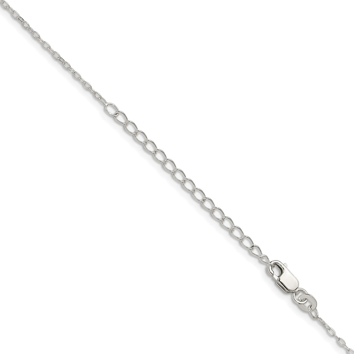 925 White Gold 1.4 mm Polished Chain Necklace, Solid detail view