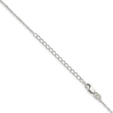 925 White Gold 1.4 mm Polished Chain Necklace, Solid detail view