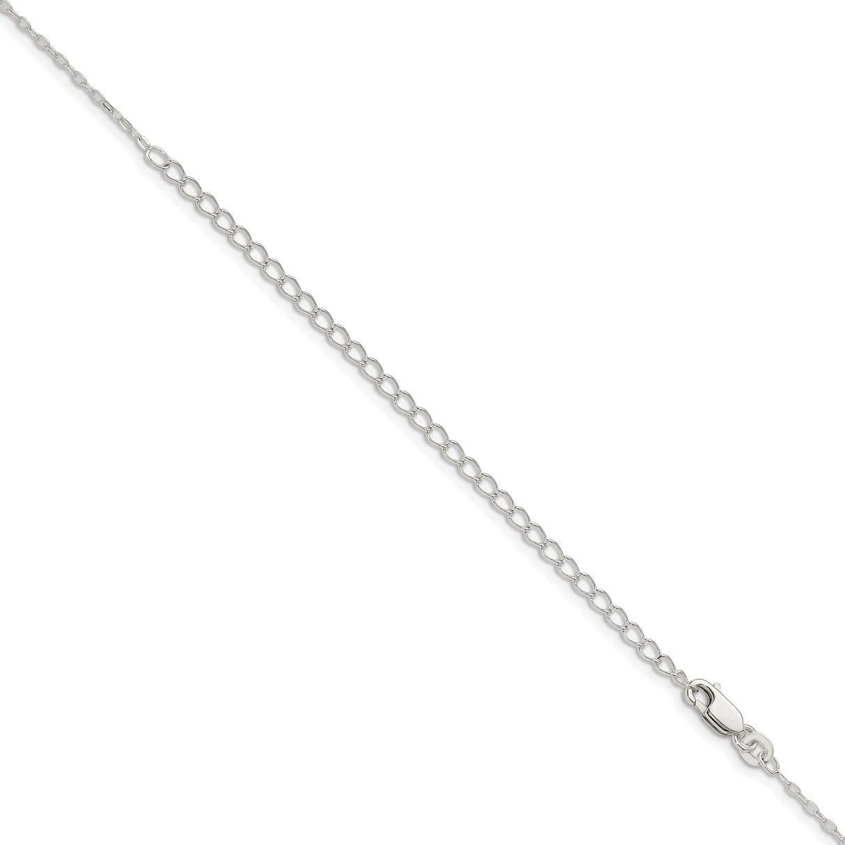 925 White Gold 1.4 mm Polished Chain Necklace, Solid detail view