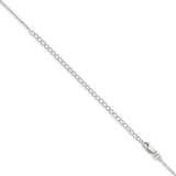 925 White Gold 1.4 mm Polished Chain Necklace, Solid detail view