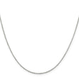 925 White Gold 1.1 mm Polished Chain Necklace, Solid
