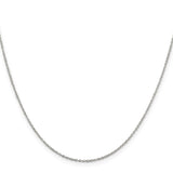 925 White Gold 1.1 mm Polished Chain Necklace, Solid
