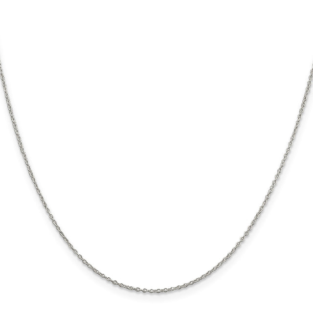 925 White Gold 1.1 mm Polished Chain Necklace, Solid