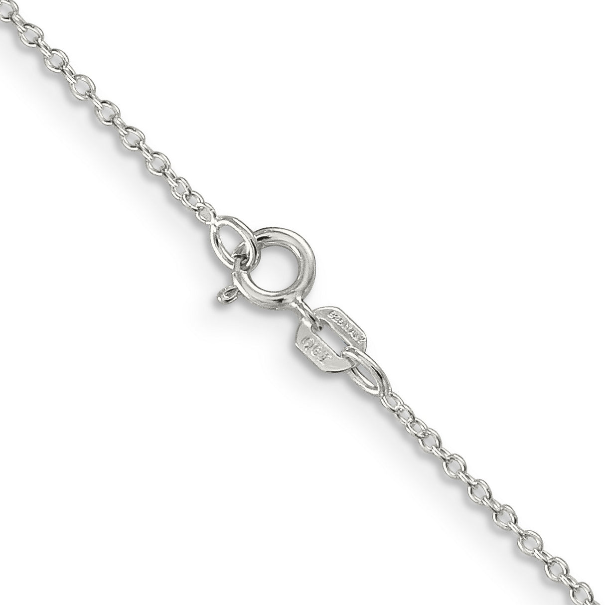 925 White Gold 1.1 mm Polished Chain Necklace, Solid alternate angle