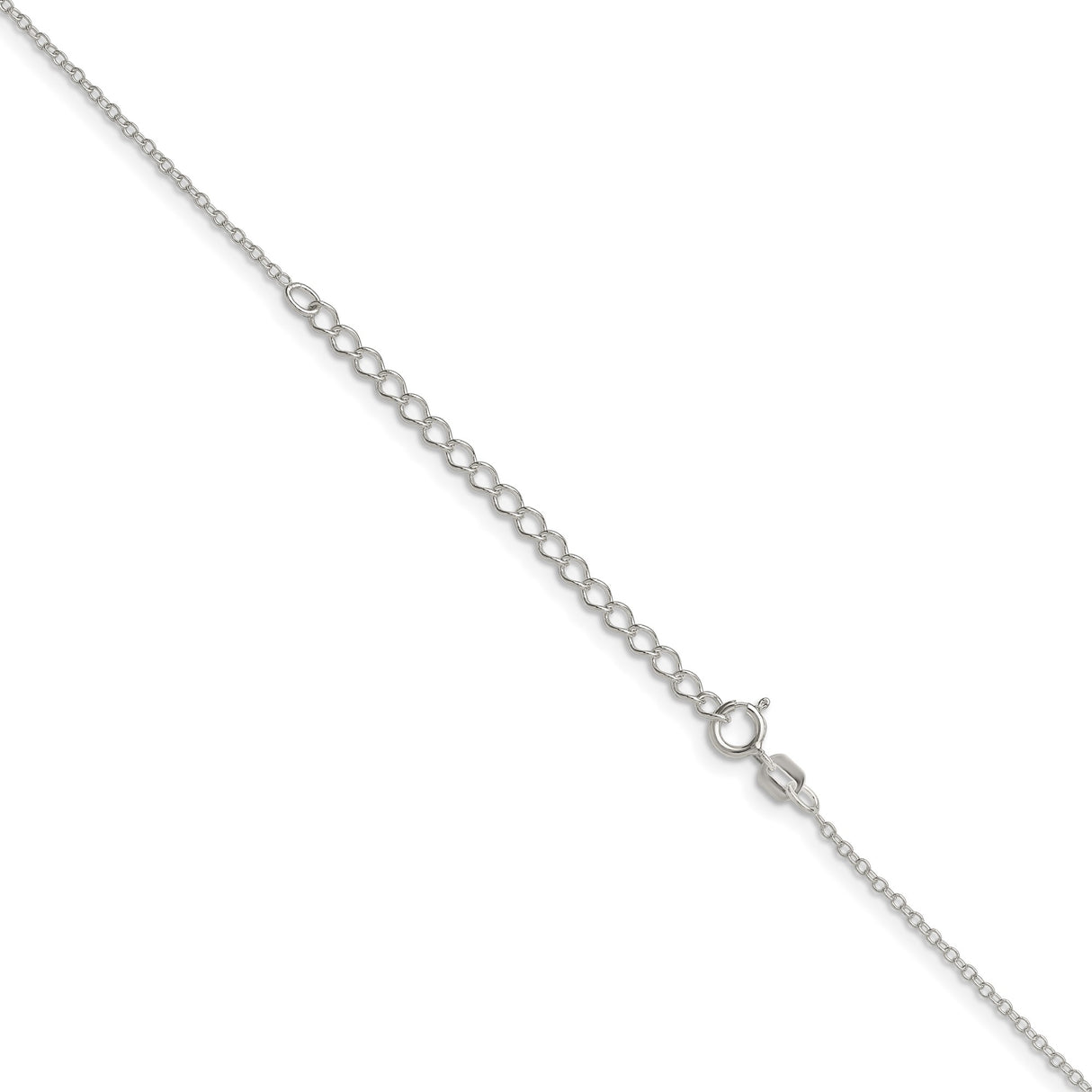 925 White Gold 1.1 mm Polished Chain Necklace, Solid detail view