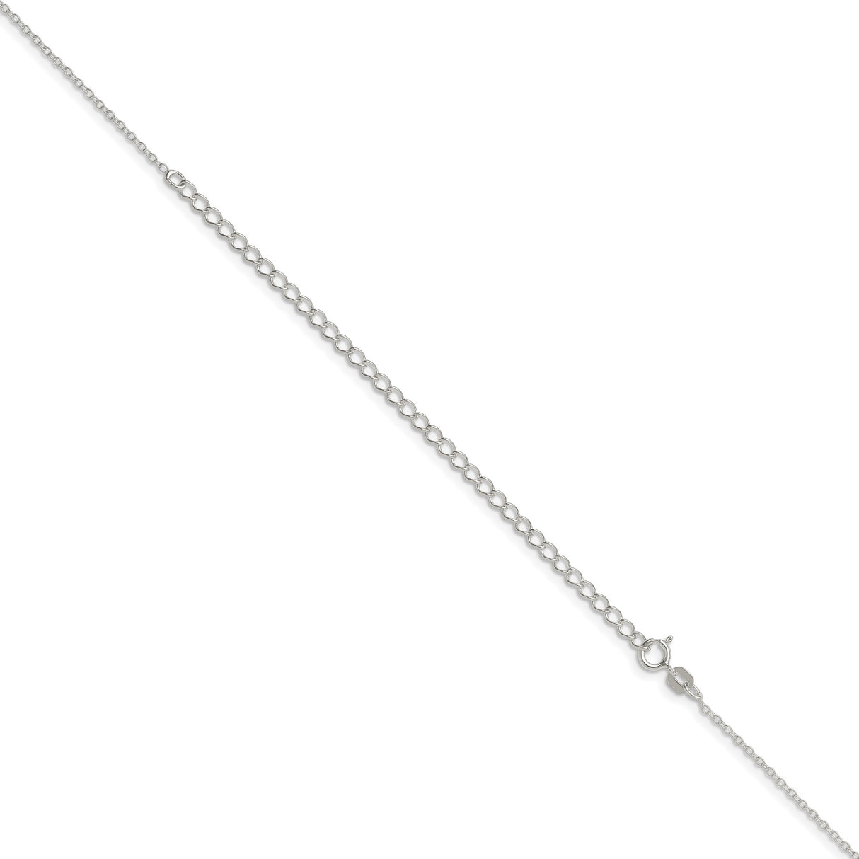 925 White Gold 1.1 mm Polished Chain Necklace, Solid detail view