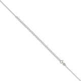 925 White Gold 1.1 mm Polished Chain Necklace, Solid detail view