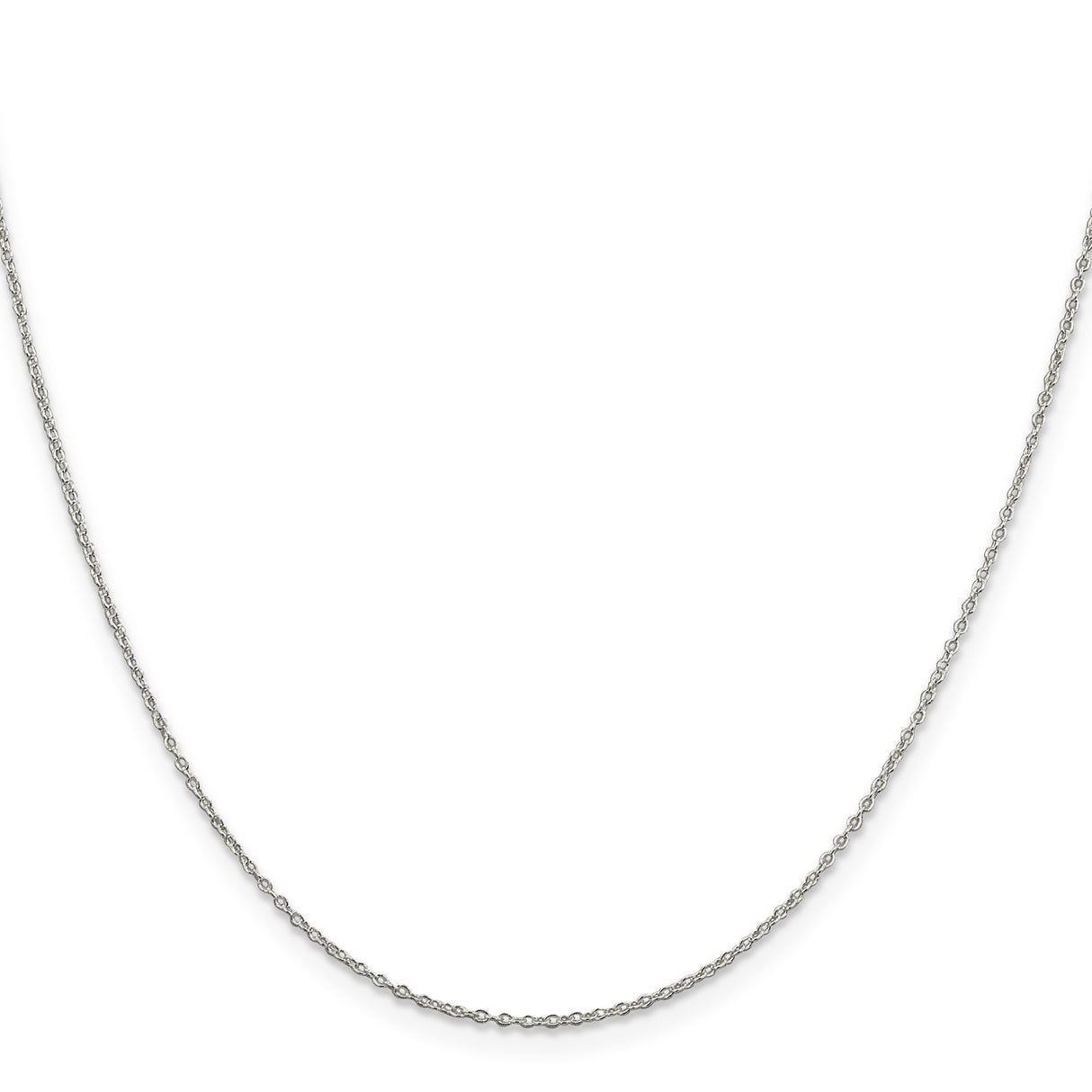925 White Gold 1.1 mm Polished Chain Necklace, Solid