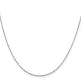 925 White Gold 1.1 mm Polished Chain Necklace, Solid