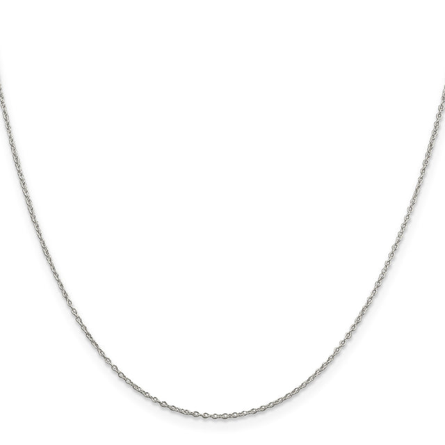 925 White Gold 1.1 mm Polished Chain Necklace, Solid