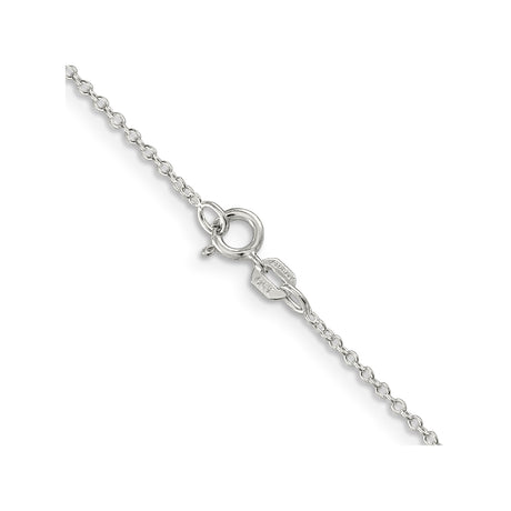925 White Gold 1.1 mm Polished Chain Necklace, Solid alternate angle
