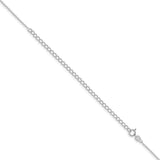 925 White Gold 1.1 mm Polished Chain Necklace, Solid detail view