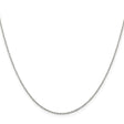 925 White Gold 1.3 mm Polished Chain Necklace, Solid