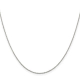 925 White Gold 1.3 mm Polished Chain Necklace, Solid