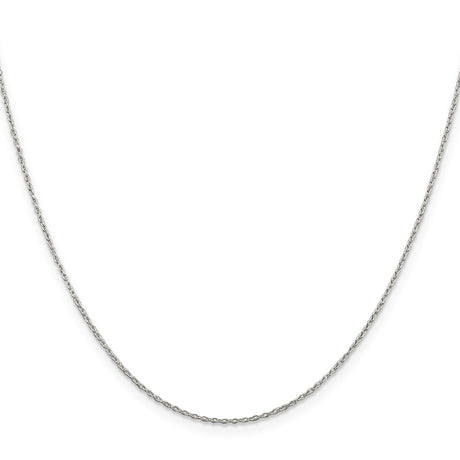 925 White Gold 1.3 mm Polished Chain Necklace, Solid
