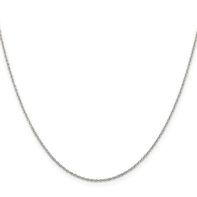 925 White Gold 1.3 mm Polished Chain Necklace, Solid