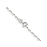 925 White Gold 1.3 mm Polished Chain Necklace, Solid alternate angle