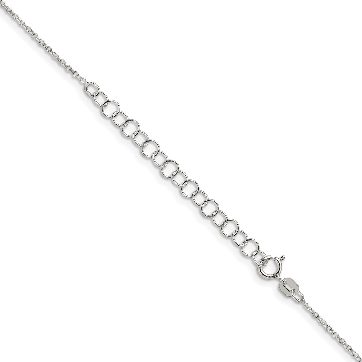 925 White Gold 1.3 mm Polished Chain Necklace, Solid detail view