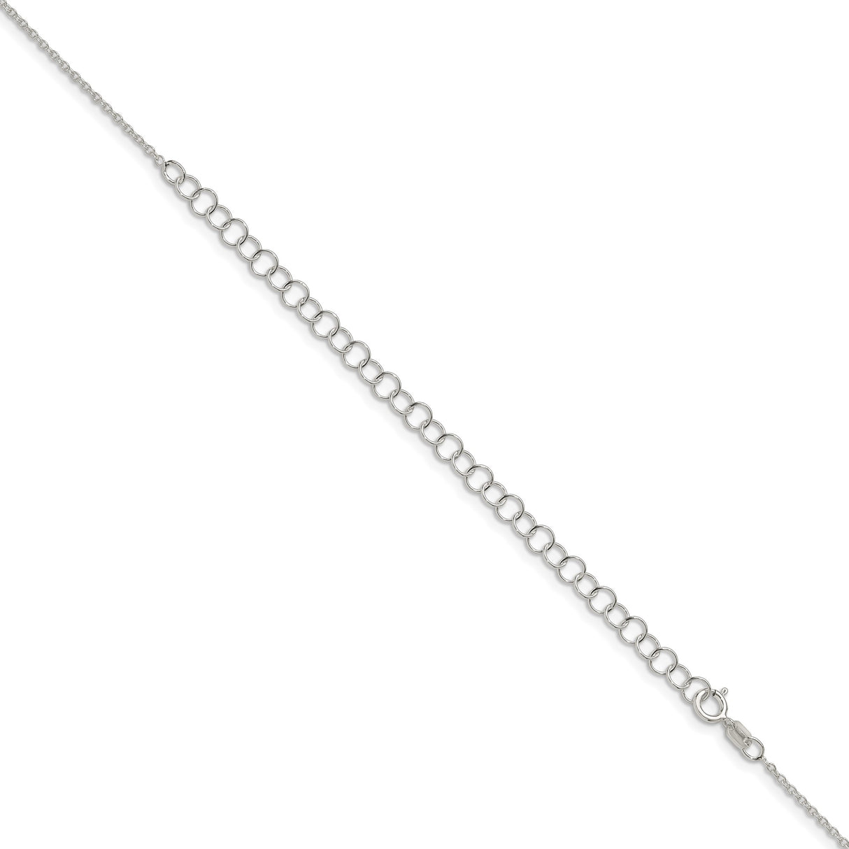 925 White Gold 1.3 mm Polished Chain Necklace, Solid detail view