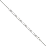 925 White Gold 1.3 mm Polished Chain Necklace, Solid detail view