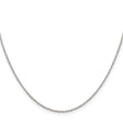 925 White Gold 1.25 mm Polished Chain Necklace, Solid