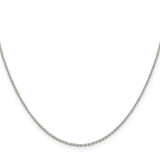 925 White Gold 1.25 mm Polished Chain Necklace, Solid