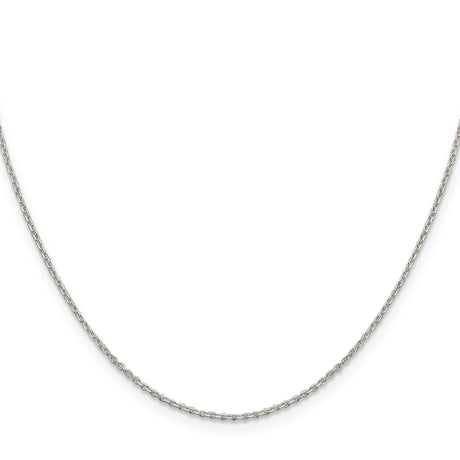 925 White Gold 1.25 mm Polished Chain Necklace, Solid