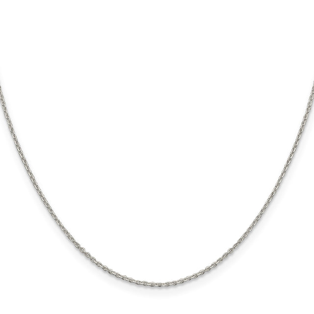 925 White Gold 1.25 mm Polished Chain Necklace, Solid