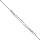 925 White Gold 1.25 mm Polished Chain Necklace, Solid detail view