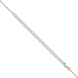 925 White Gold 1.25 mm Polished Chain Necklace, Solid detail view