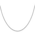 925 White Gold 1.25 mm Polished Chain Necklace, Solid