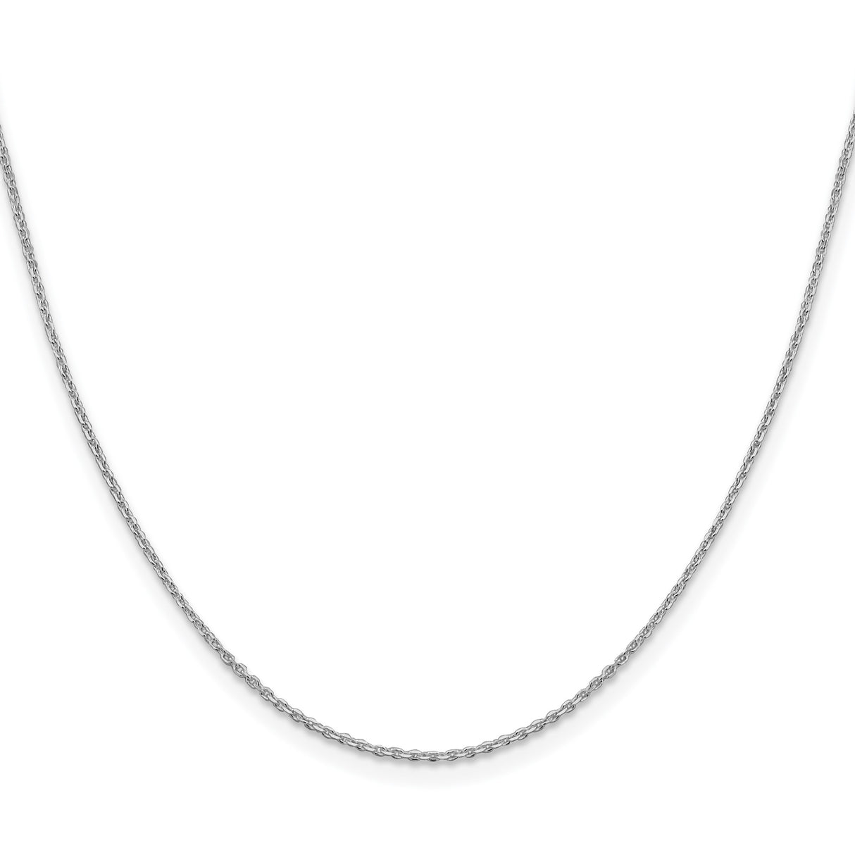 925 White Gold 1.25 mm Polished Chain Necklace, Solid