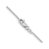 925 White Gold 1.25 mm Polished Chain Necklace, Solid alternate angle