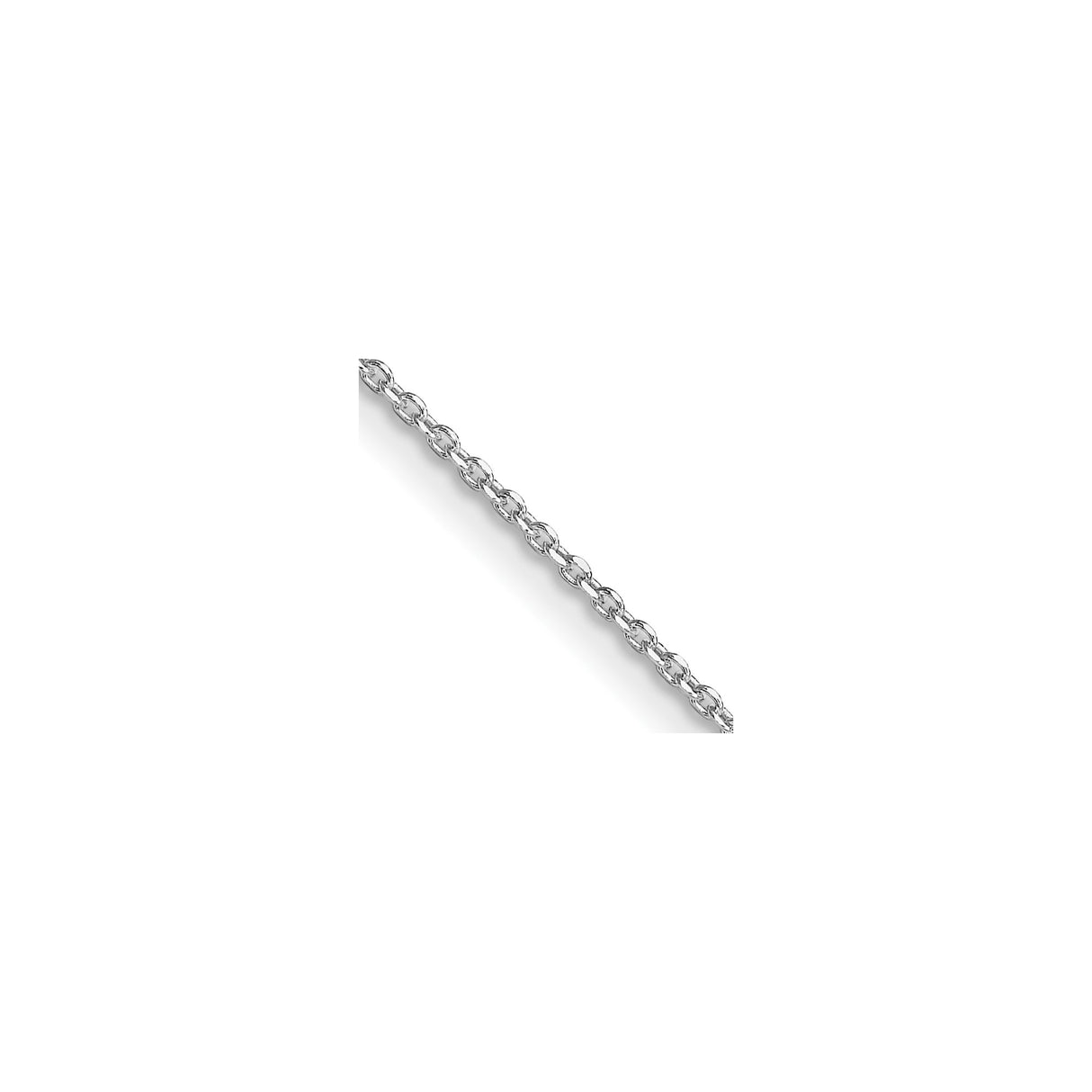 925 White Gold 1.25 mm Polished Chain Necklace, Solid detail view