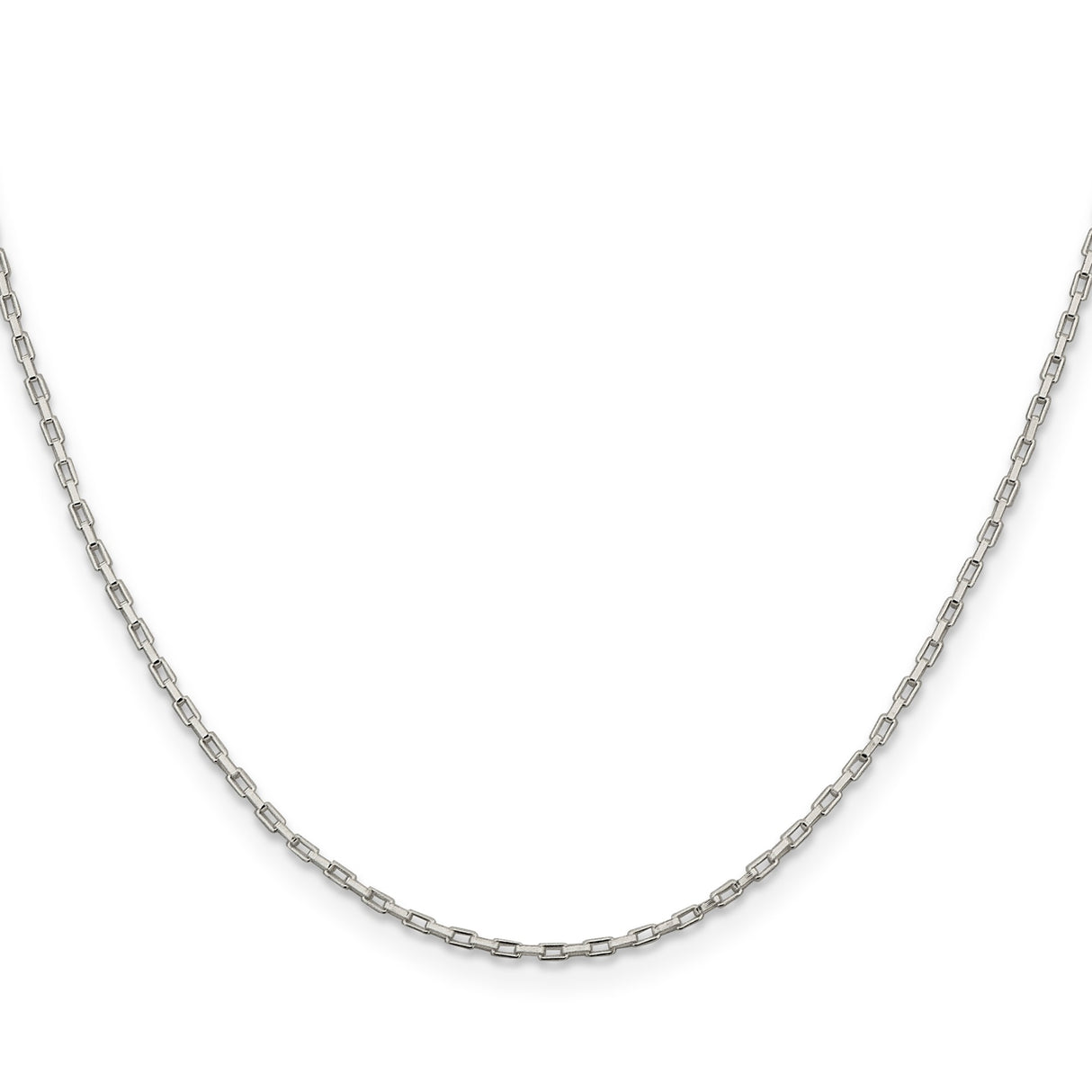 925 White Gold 1.3 mm Box Chain Necklace, Polished
