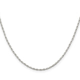 925 White Gold 1.3 mm Box Chain Necklace, Polished