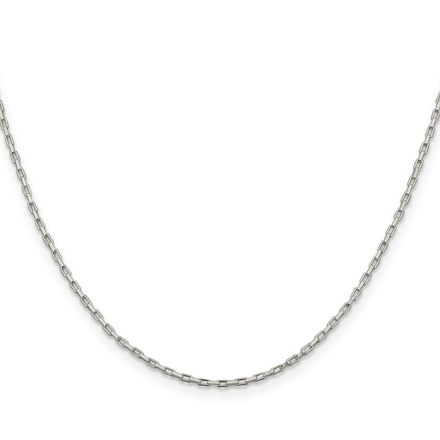 925 White Gold 1.3 mm Box Chain Necklace, Polished